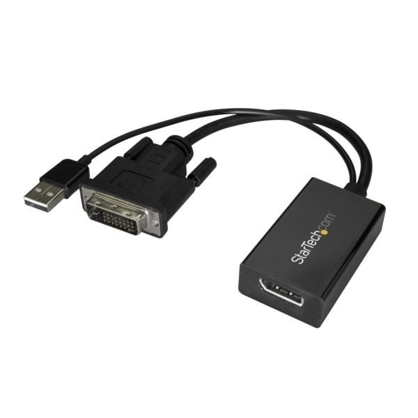 Adaptador DVI a DisplayPort Alimentado por USB - Conversor DVI a DisplayPort - Convertidor DVI-D a DP - 1920x1200