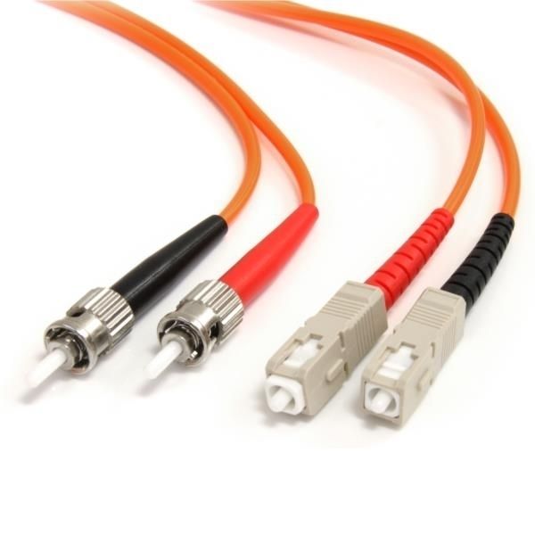 Cable de Fibra Óptica Patch Multimodo 62,5/125 Dúplex ST a SC de 2m - Naranja
