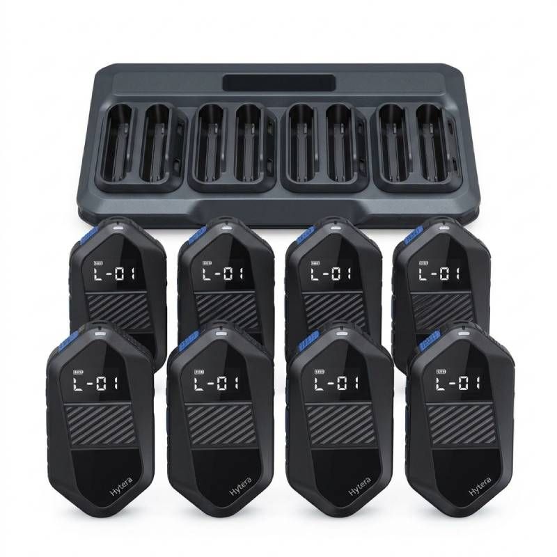 Pack de 8 walkie talkies PMR446 Hytera S1E + cargador múltiple