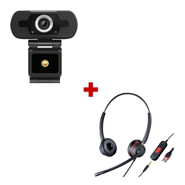 Pack: Webcam USB HD con Cleyver HC65 Auricular USB + Jack 