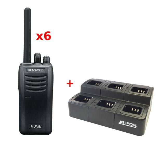 Pack Kenwood TK-3501 y cargador múltiple Jetfon para Kenwood (6 posiciones)