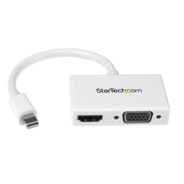 Adaptador Mini DP de Audio/Vídeo para Viajes - Conversor Mini DisplayPort a HDMI o VGA - 1080p Blanco