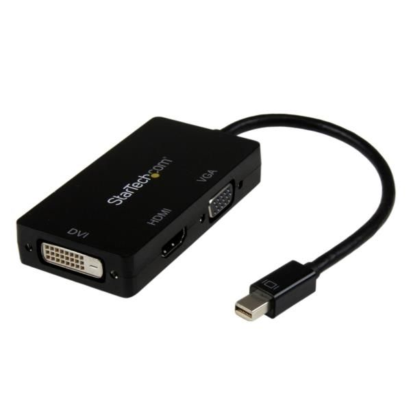 Adaptador Conversor de Mini DisplayPort a VGA DVI o HDMI - Convertidor A/V 3 en 1 para viajes