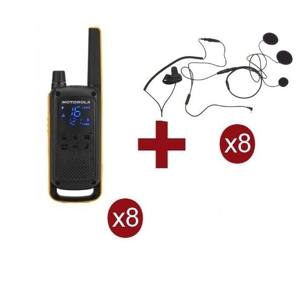 Pack de 8 Motorola Talkabout T82 Extreme + 8 Micro-auriculares Motorola