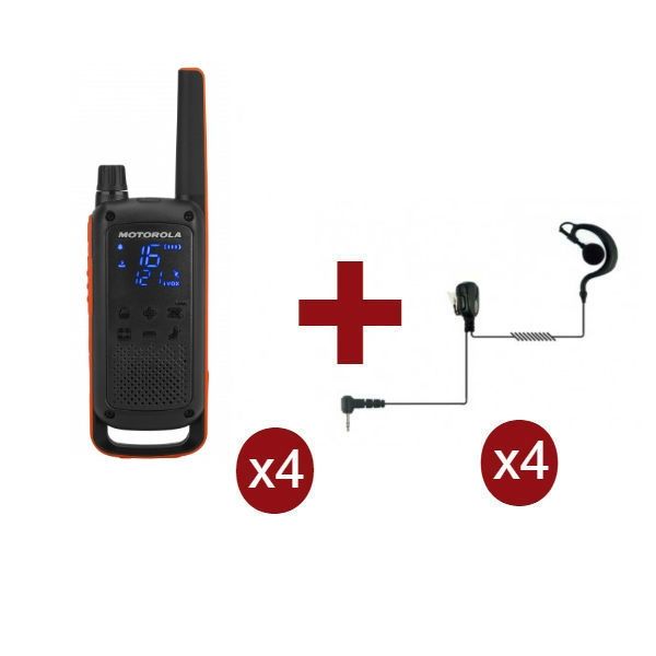 Motorola Talkabout T82 x 4 + Kit Bodyguard x 4