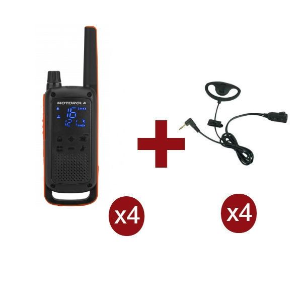 Motorola Talkabout T82 x 4 + Kit Earloop x 4