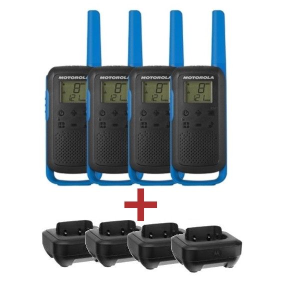 Pack Cuarteto Motorola T62 Azul + 4 bases de carga