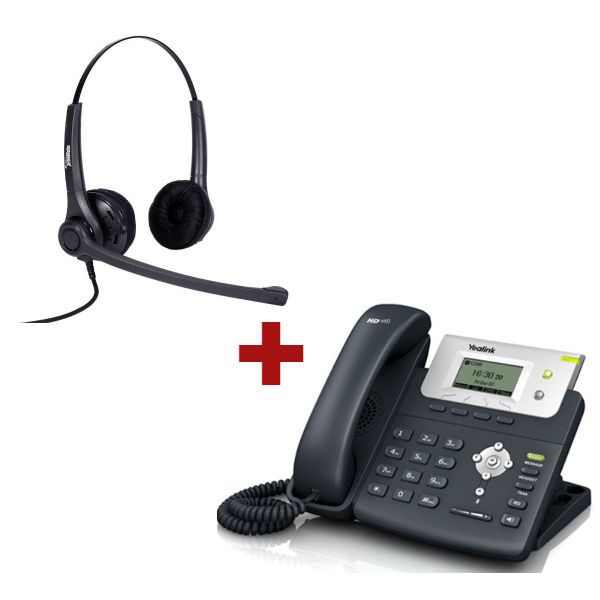 Teléfono SIP Yealink T21P + Auricular Freemate DH037-UB-GY Duo