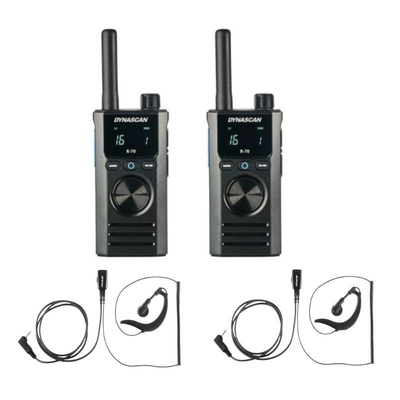 Pack Dynascan R70 2 Walkies PMR446 + 2 Auiculares de contorno BR1708