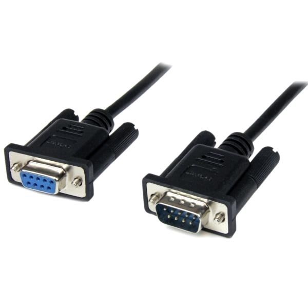 Cable 2m Módem Nulo Null Serie Serial DB9 Hembra a Macho - Negro