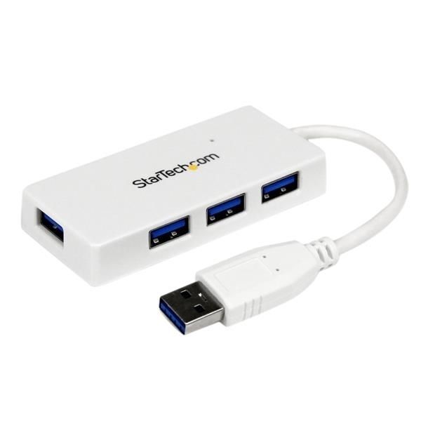 Adaptador Concentrador Hub Ladrón USB 3.0 Super Speed para Laptop de 4 Puertos Salidas - Blanco