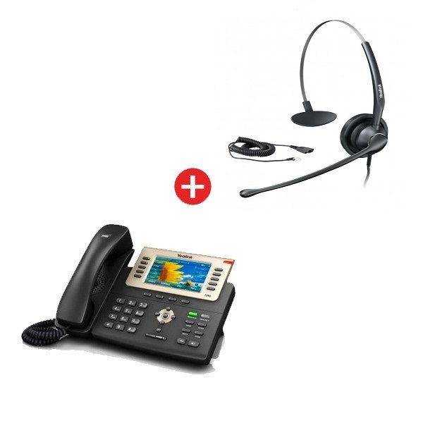 Teléfono Yealink SIP-T29G VoIP  + Auricular Yealink YHS33 