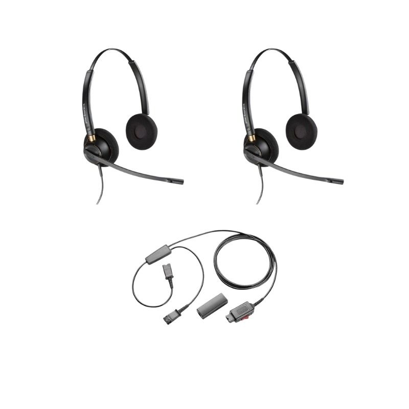 Pack 2 Plantronics EncorePro HW520 + Cable Y doble escucha
