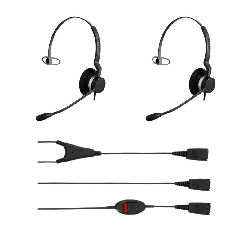 Pack 2 Jabra BIZ 2300 Mono QD +  Cable Y con tecla mute Jabra