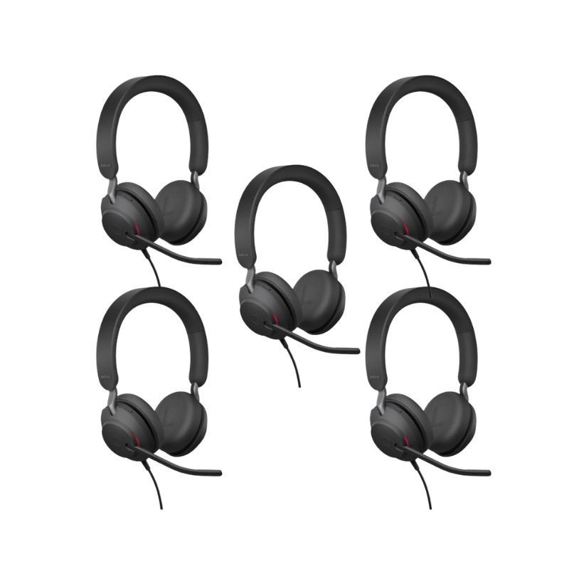 Pack de 5 auriculares con cable Jabra Evolve2 40 SE USB-C/A MS Stereo
