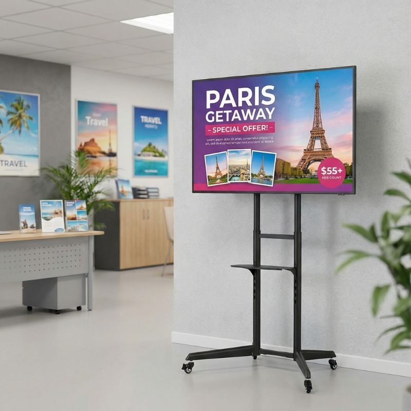 Pack NEC MultiSync E658 65" + Soporte de Suelo con Ruedas Neomounts FL50-550BL1