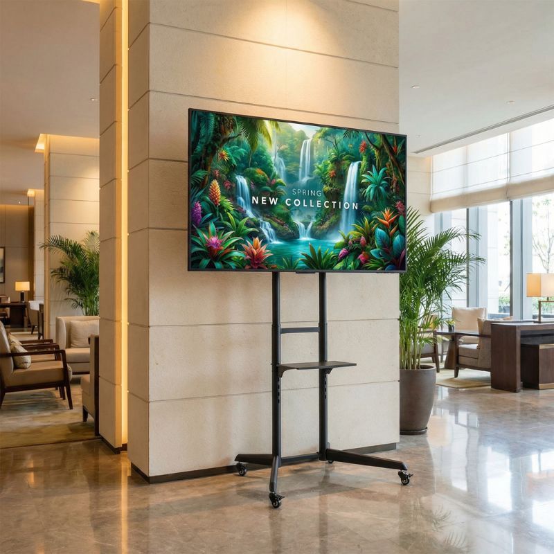 Pack Samsung QMC 55" 4K 24/7 + Soporte de Suelo con Ruedas Neomounts FL50-550BL1