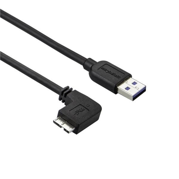 Cable delgado de 2m Micro USB 3.0 acodado a la izquierda a USB A