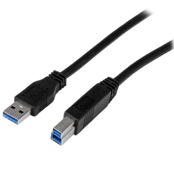 Cable Certificado 1m USB 3.0 Super Speed USB B Macho a USB A Macho Adaptador para Impresora - Negro