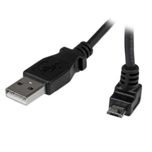Cable Adaptador 2m USB A Macho a Micro USB B Macho Acodado en Ángulo hacia Arriba para Teléfono Móvil