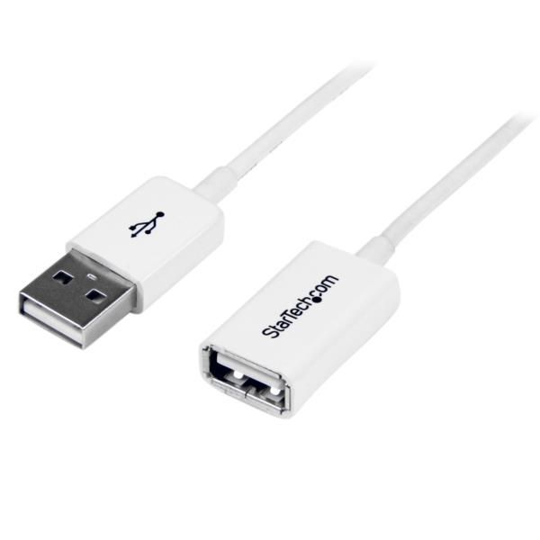 Cable de 1m de Extensión Alargador Cables USB 2.0 - Macho a Hembra USB A - Extensor - Blanco