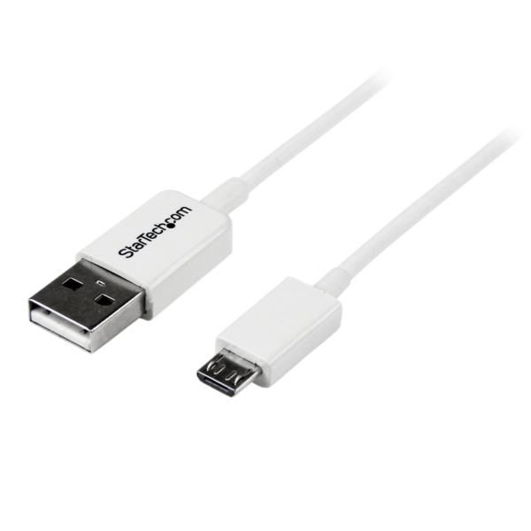 Cable Adaptador 1m USB A Macho a Micro USB B Macho para Teléfono Móvil Smartphone - Blanco