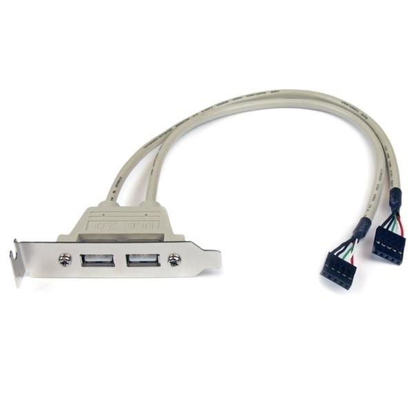 Cabezal Bracket Perfil Bajo de 2 puertos Cables USB 2.0 con conexión a Placa Base 2x IDC5 - Low Profile