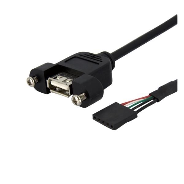 Cable de 30cm Cables USB 2.0 para Montaje en Panel Conexión a Placa Base - Hembra USB A