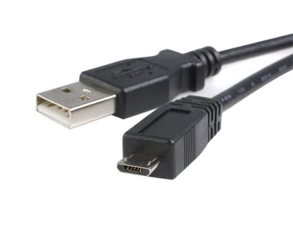 Cable 3m Micro USB B a USB A Cargador para Teléfono Móvil Datos Cables USB 2.0 - Macho a Macho - Negro