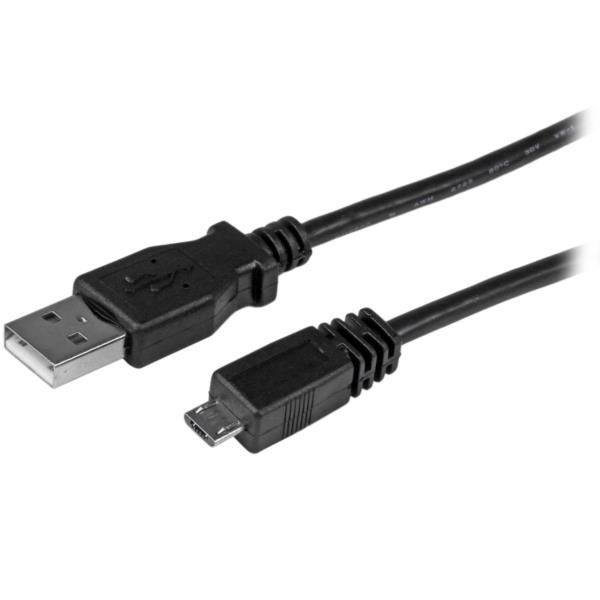 Cable de 50cm Micro USB B a USB A Cargador para Teléfono Móvil Datos Cables USB 2.0 - Macho a Macho - Negro