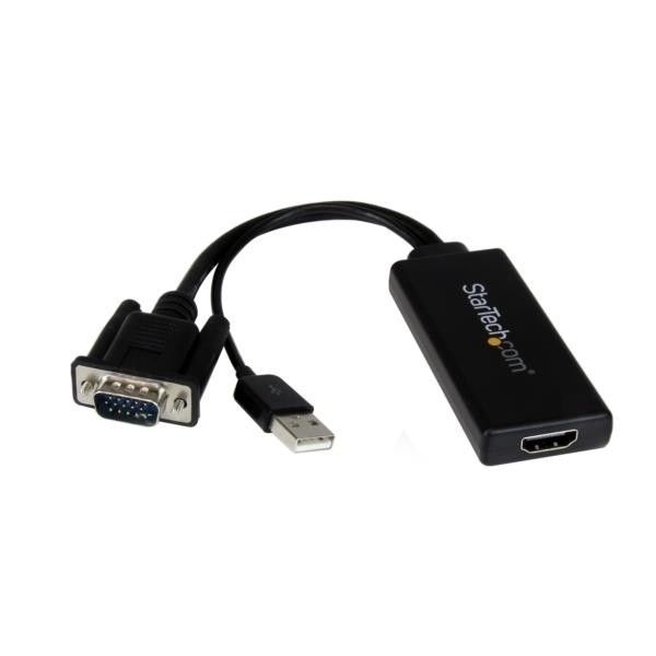 Adaptador VGA a HDMI con audio y alimentación USB - Conversor VGA a HDMI portátil - 1080 p