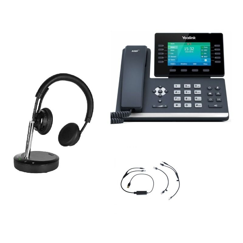 Pack Yealink T54W + descolgador electrónico +Cleyver DECT2 USB Dúo