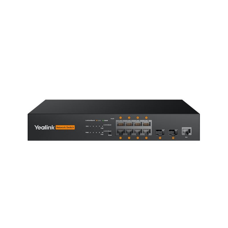 Yealink RCH-80 - Switch AV PoE+ gestionado para sistemas de videoconferencia