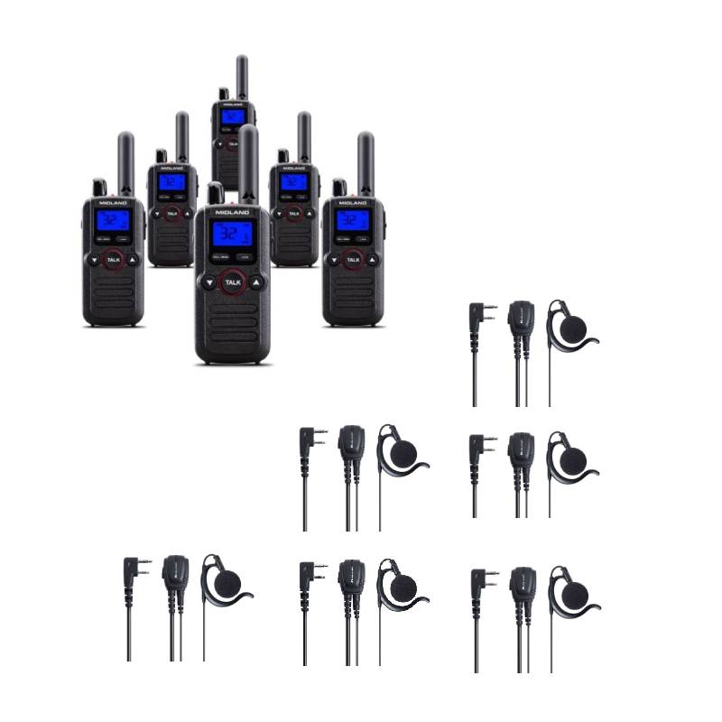 Pack de 6 Midland BR180 + 6 Micro auricular BA21