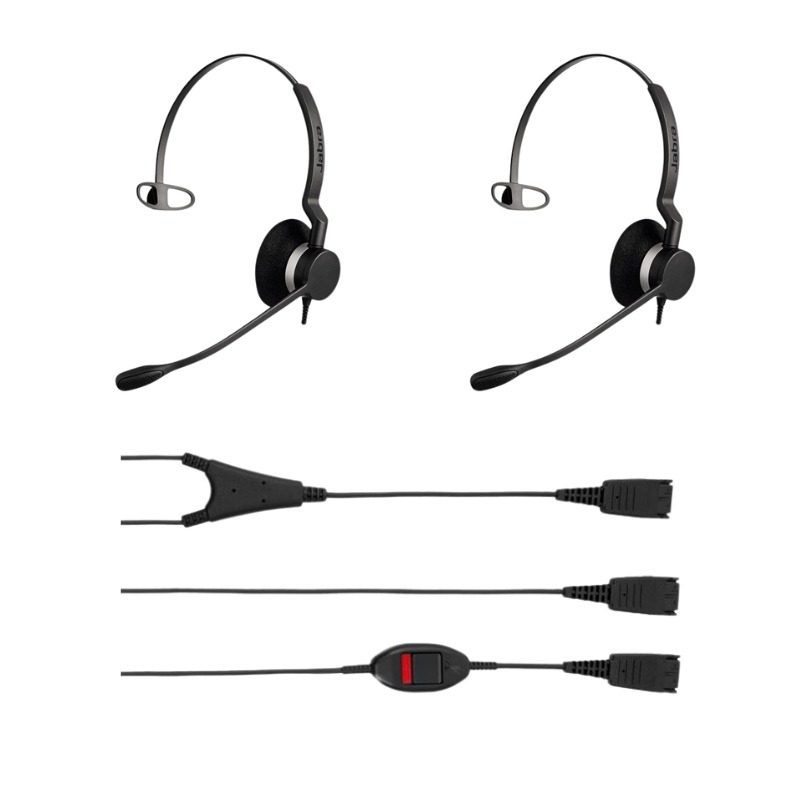 Pack 2 Jabra BIZ 2300 Mono QD + Cable Y con tecla mute Jabra