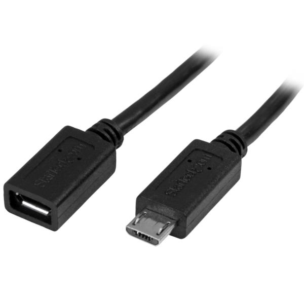 Cable de 50cm Micro USB de Extensión - Macho a Hembra
