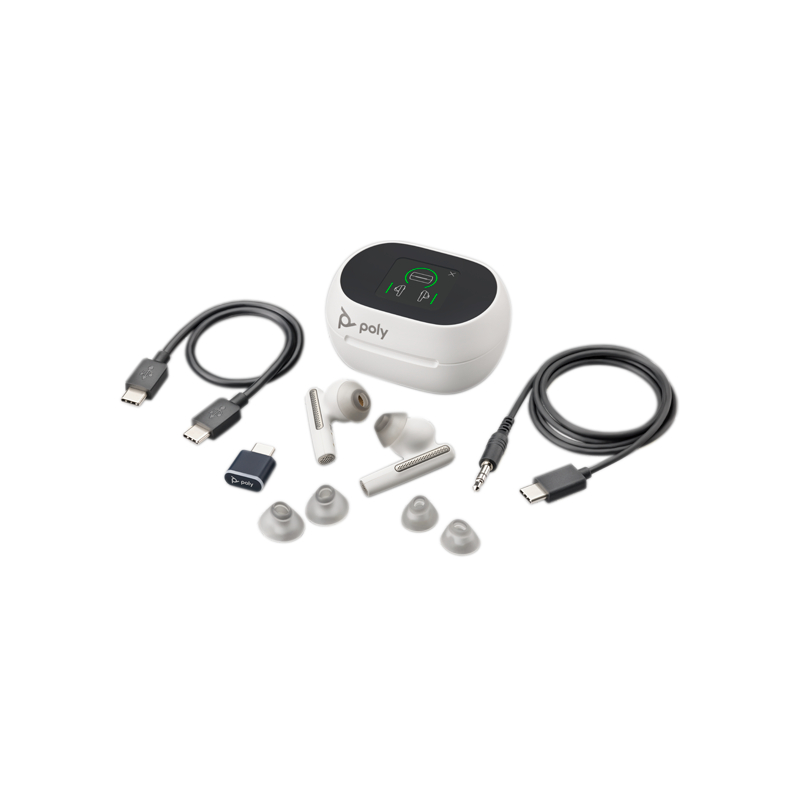 Poly Voyager Free 60+ Blanco UC USB-C + Estuche táctil