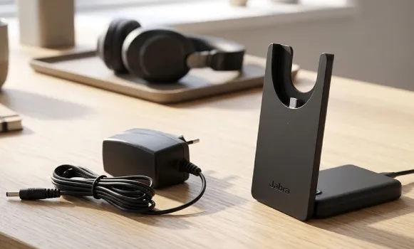 Auriculares profesionales sobre una base de carga compatible